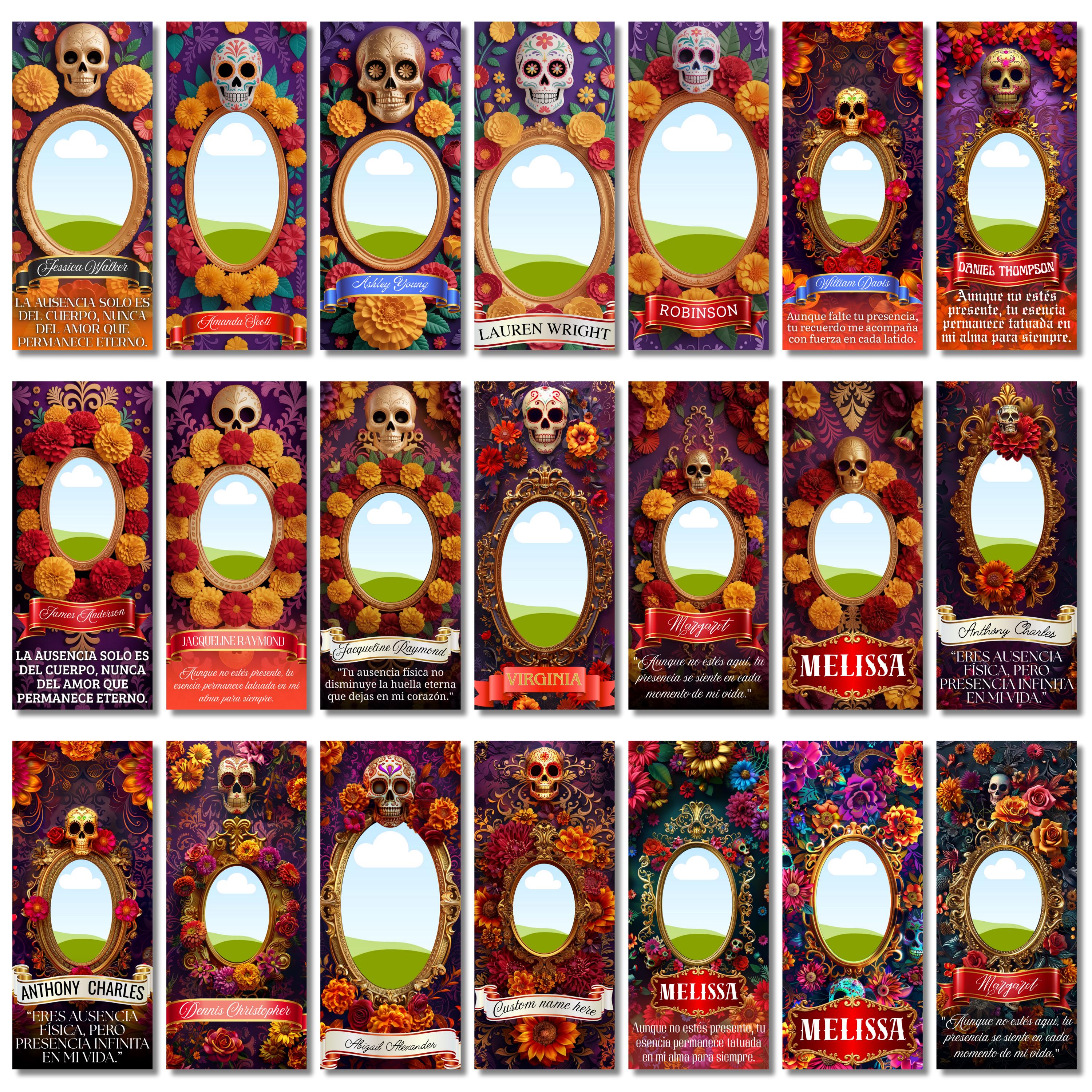 40 Día De Los Muertos Candle Labels Editable Templates, Dia de los Muertos Altar Decor Stickers, Velas Etiquetas, Digital Download - Editable Memorial Canva Template