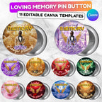 11 In Loving Memory Pin Button Canva Editable Templates, Memorial Pin Button Canva Designs, Rest in Peace Button, Digital Download - Editable Memorial Canva Template