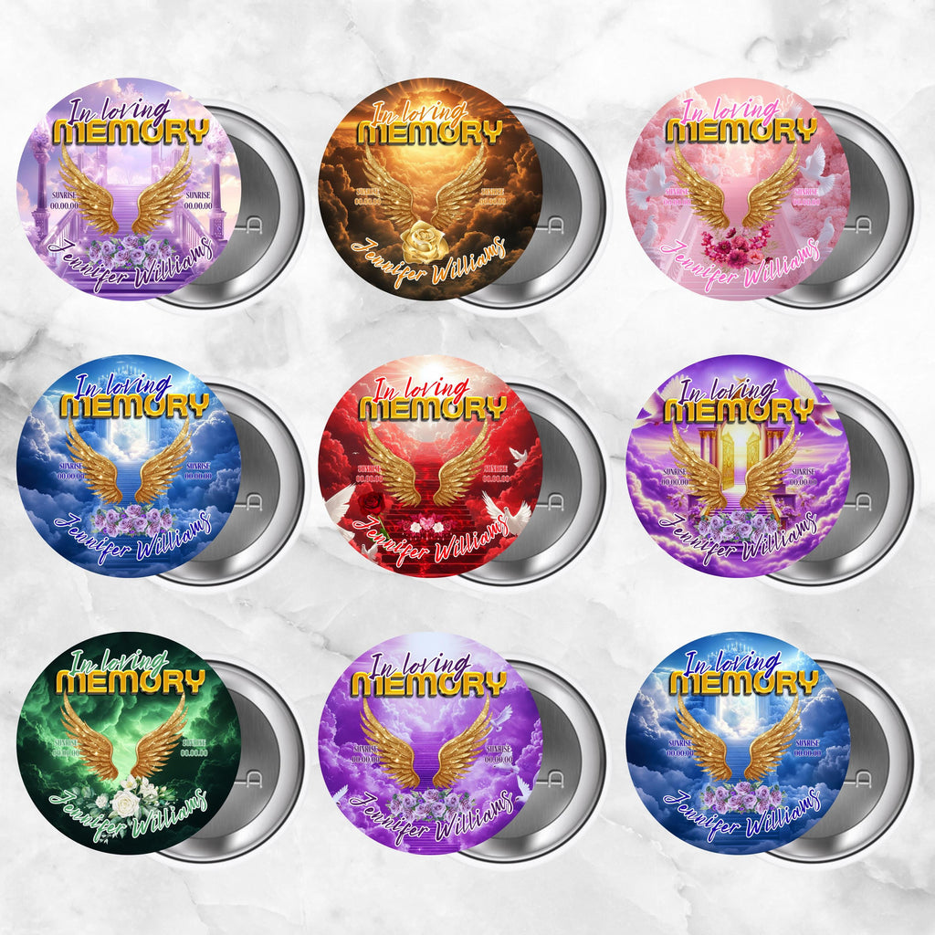 11 In Loving Memory Pin Button Canva Editable Templates, Memorial Pin Button Canva Designs, Rest in Peace Button, Digital Download - Editable Memorial Canva Template