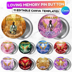11 Long Live Pin Button Canva Editable Templates, Long Live Pin Button Canva Designs, Funeral T-Shirt Template, Digital Download - Editable Memorial Canva Template