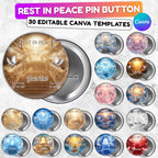 30 Rest in Peace Pin Button Canva Editable Templates, Memorial Pin Button Canva Designs, In Loving Memory Pin Button, Digital Download - Editable Memorial Canva Template