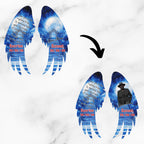 Editable Memorial Blue Wings Pin button Template, Funeral Button Favor, In Loving Memory Canva Template, Memorial Wings Pin Canva Template - Editable Memorial Canva Template