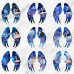 Editable Memorial Blue Wings Pin button Template, Funeral Button Favor, In Loving Memory Canva Template, Memorial Wings Pin Canva Template - Editable Memorial Canva Template