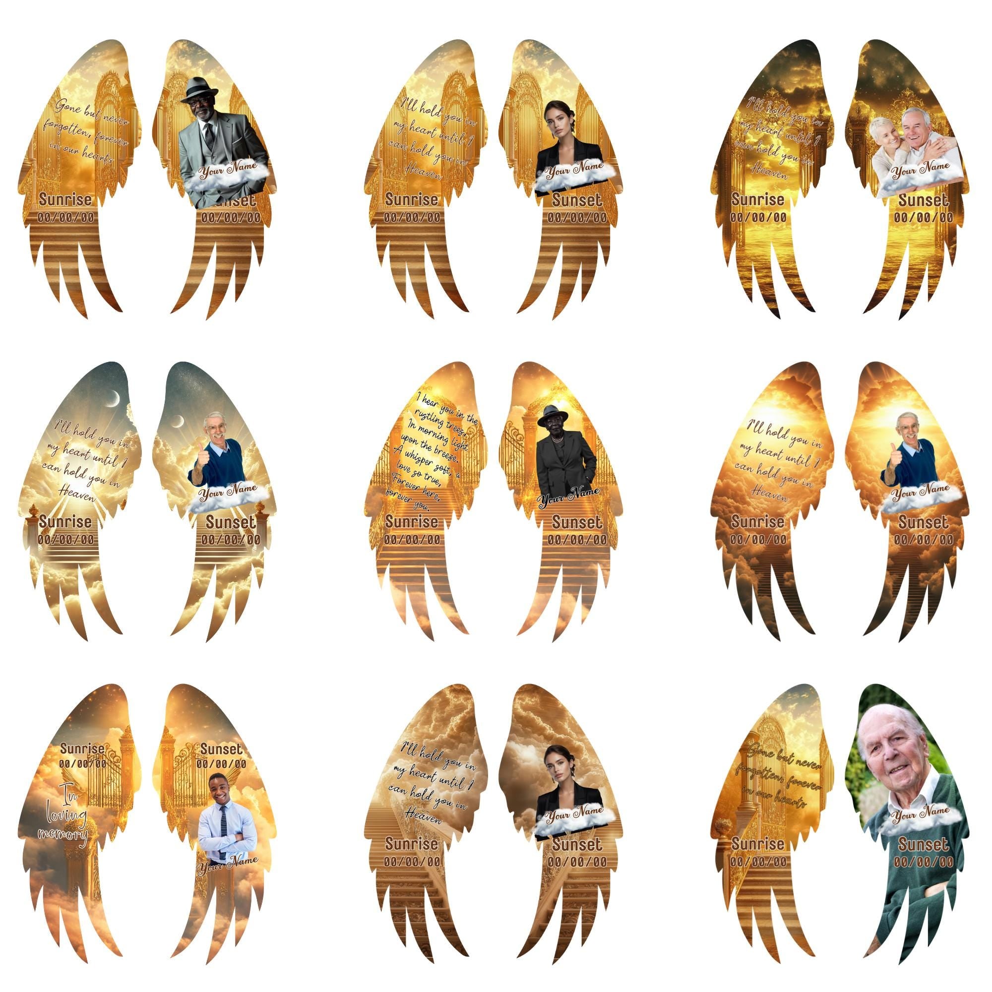 Editable Memorial Golden Wings Pin Button Template, Funeral Button Favor, In Loving Memory Canva Template, Memorial Wings Pin Canva Template - Editable Memorial Canva Template