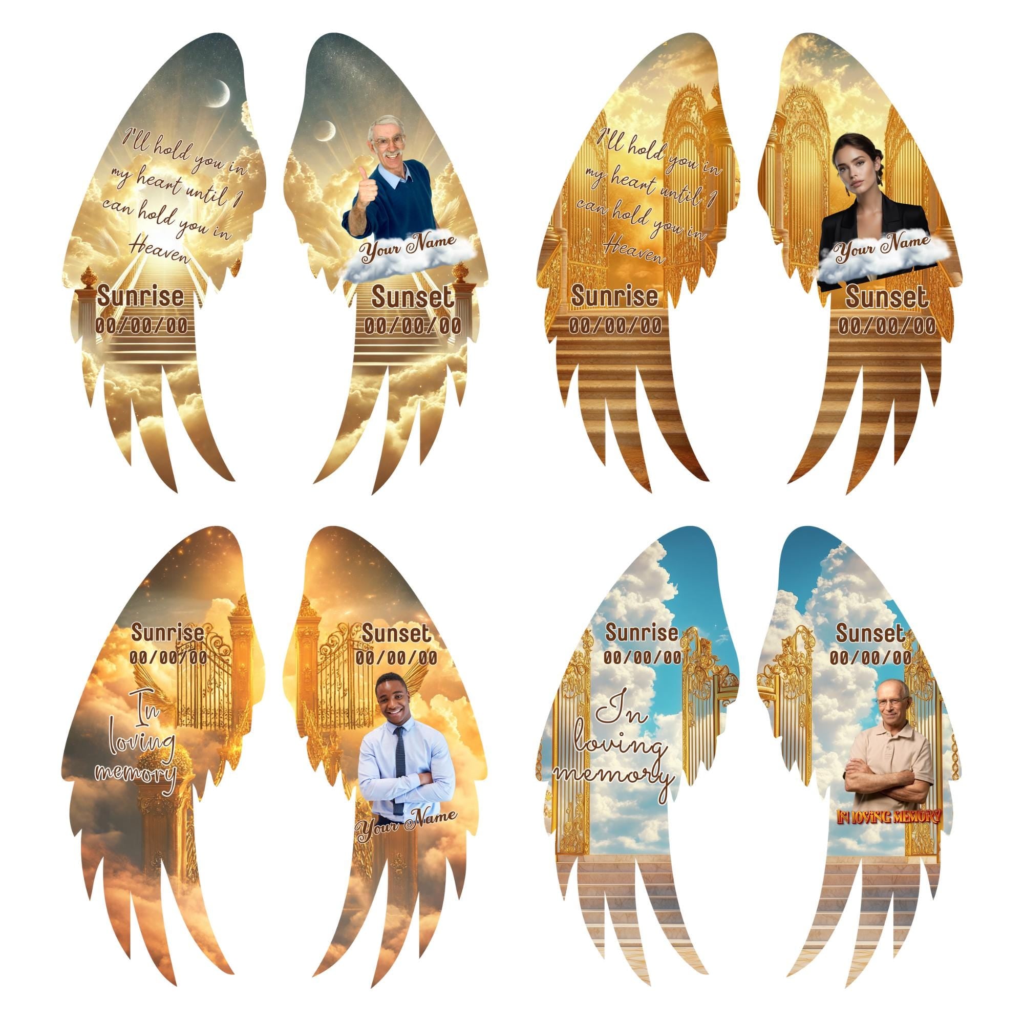 Editable Memorial Golden Wings Pin Button Template, Funeral Button Favor, In Loving Memory Canva Template, Memorial Wings Pin Canva Template - Editable Memorial Canva Template