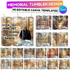 11 In Loving Memory Golden Tumbler Canva Editable Templates, In Loving Memory Template, Memorial Tumbler Canva Template, Funeral Celebration - Editable Memorial Canva Template