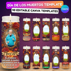 40 Día De Los Muertos Candle Labels Editable Templates, Dia de los Muertos Altar Decor Stickers, Velas Etiquetas, Digital Download - Editable Memorial Canva Template