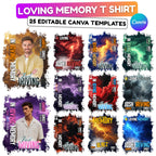 25 In Loving Memory T Shirt Canva Editable Templates, In Loving Memory Templates, Memorial Canva Template, Funeral & Celebration of Life - Editable Memorial Canva Template