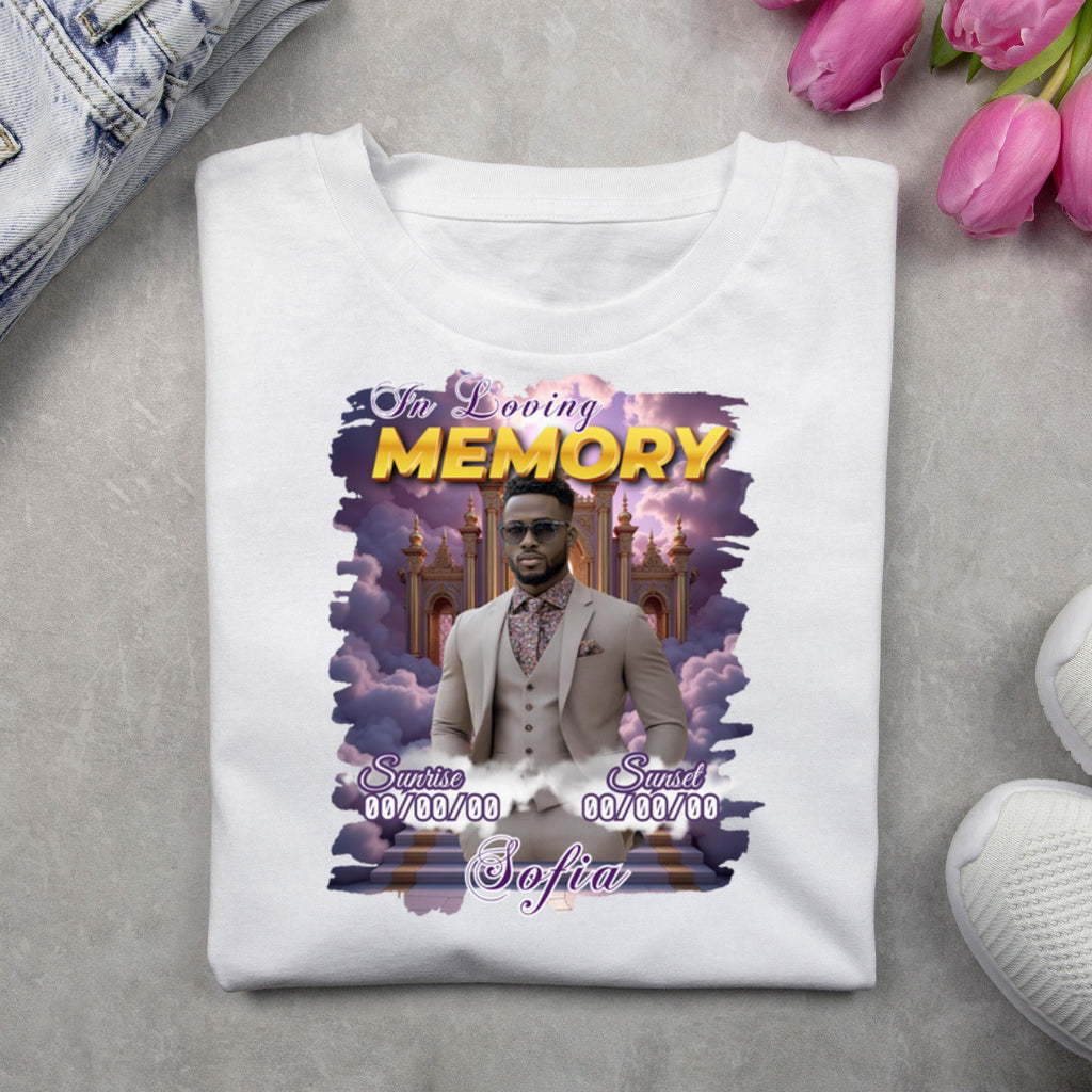 18 Memorial Purple T Shirt Canva Editable Templates, In Loving Memory Canva Template, Memorial Canva Template, Funeral & Celebration of Life - Editable Memorial Canva Template