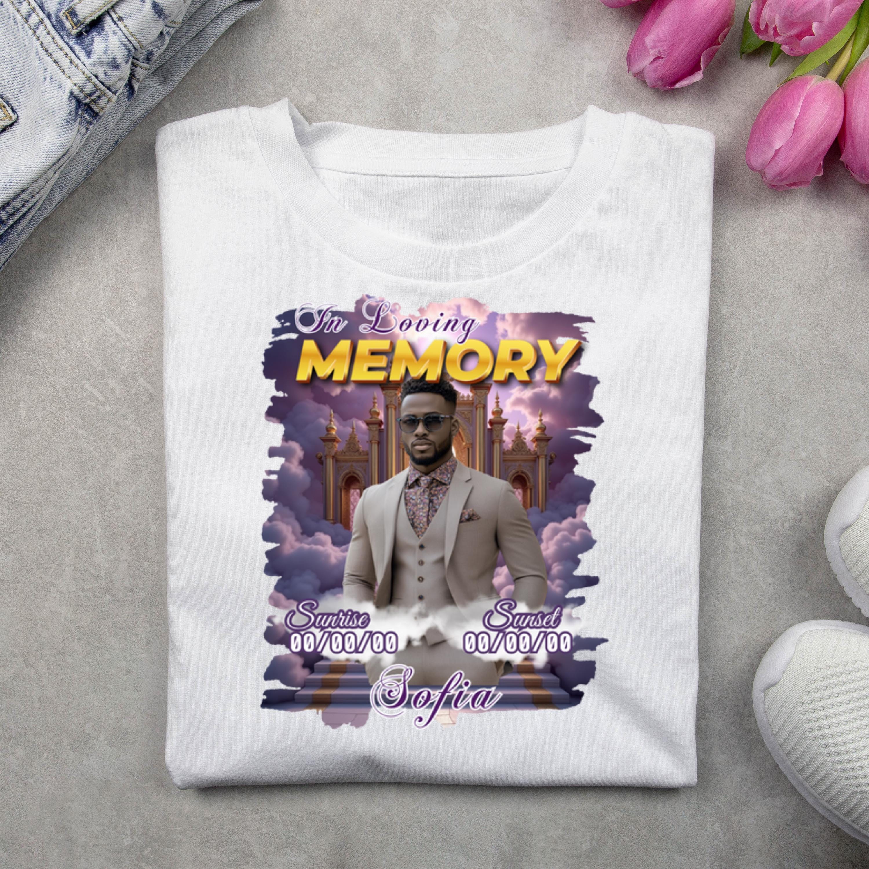 18 Memorial Purple T Shirt Canva Editable Templates, In Loving Memory Canva Template, Memorial Canva Template, Funeral & Celebration of Life - Editable Memorial Canva Template