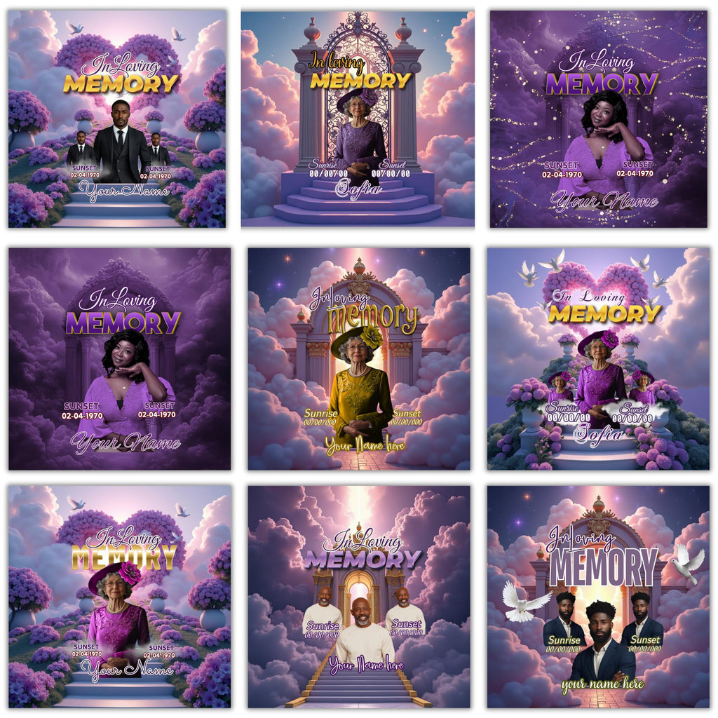 20 Memorial Purple Tumbler Canva Editable Templates, In Loving Memory Canva Editable Template, Memorial Purple Tumbler, Add your Own Photo - Editable Memorial Canva Template