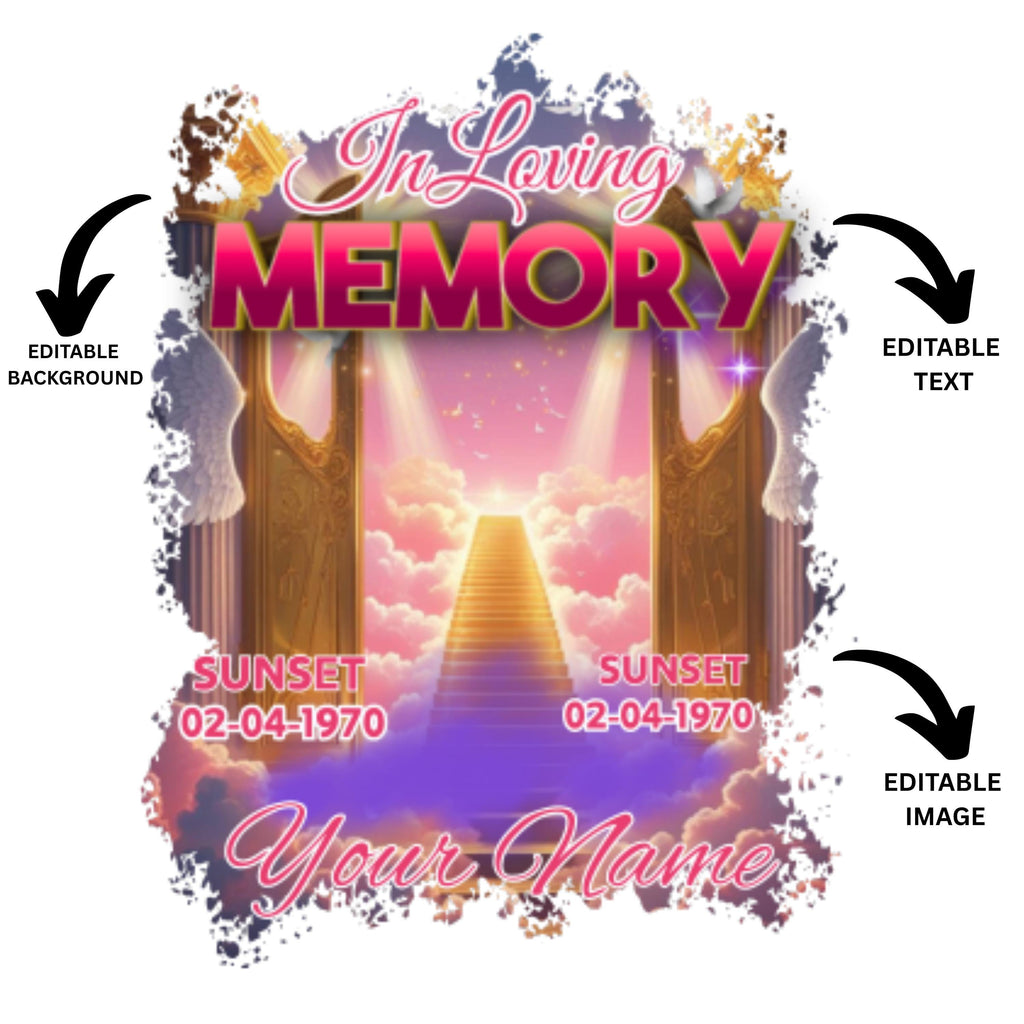 23 In Loving Memory Pink T Shirt Canva Editable Templates, In Loving Memory Templates, Memorial Canva Template, Funeral & Celebration - Editable Memorial Canva Template