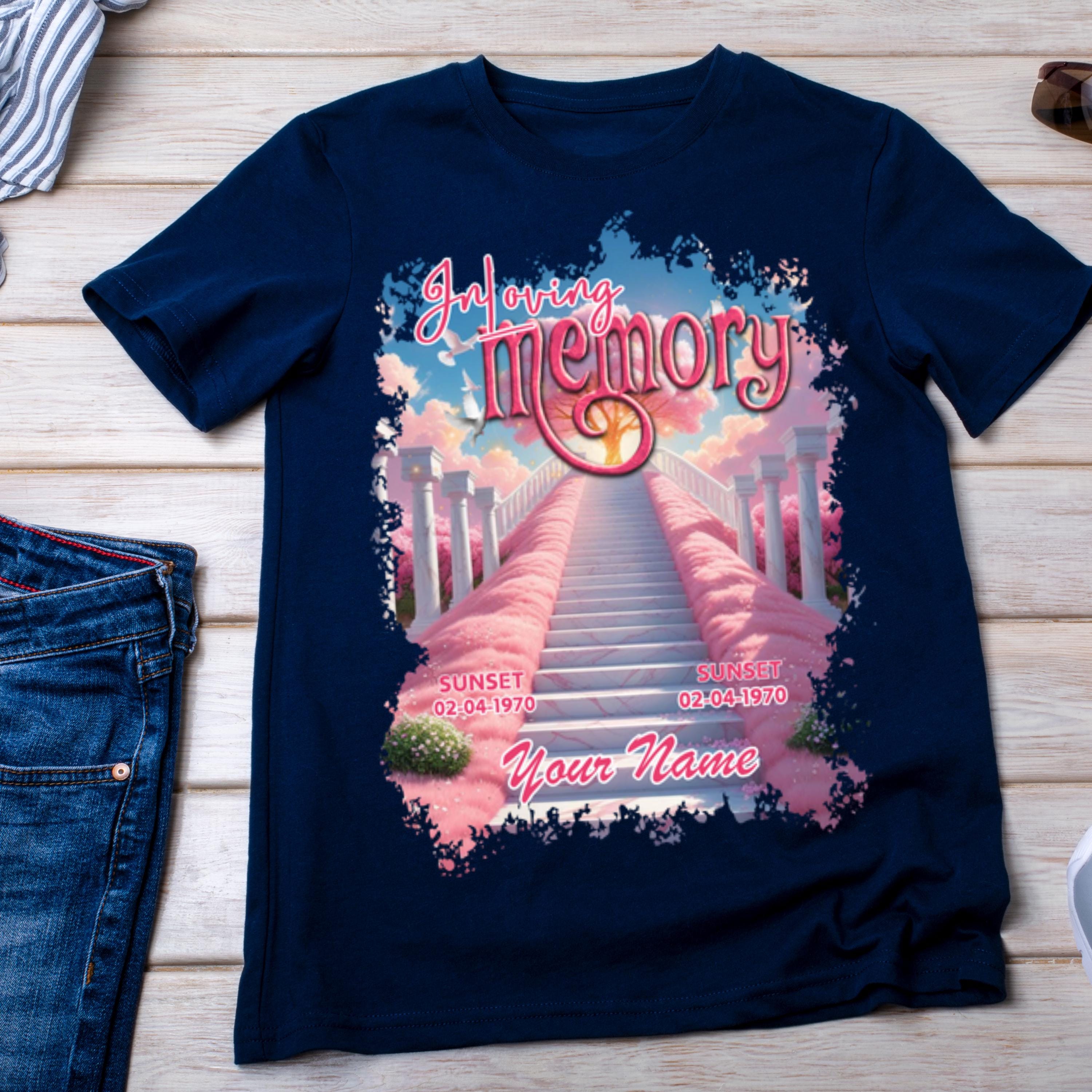 23 In Loving Memory Pink T Shirt Canva Editable Templates, In Loving Memory Templates, Memorial Canva Template, Funeral & Celebration - Editable Memorial Canva Template