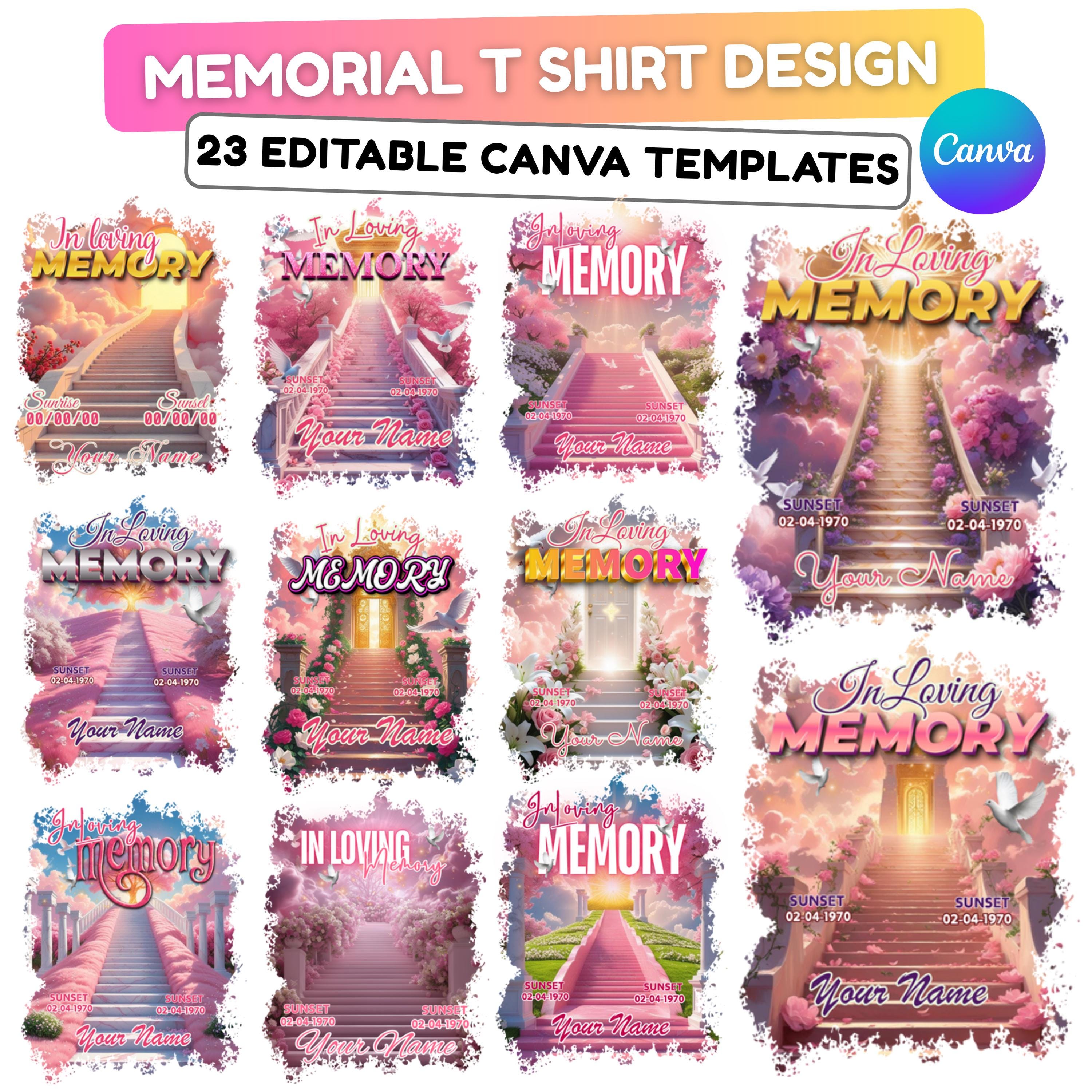 23 In Loving Memory Pink T Shirt Canva Editable Templates, In Loving Memory Templates, Memorial Canva Template, Funeral & Celebration - Editable Memorial Canva Template