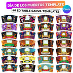 40 Día De Los Muertos Cup Labels Editable Templates, Dia de los Muertos Cup Altar Decor Stickers, Velas Etiquetas, Digital Download - Editable Memorial Canva Template