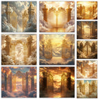 20 Golden Memorial Heaven Backgrounds Png Bundle, Memorial Background, In Loving Memory Background, Heaven Stair Steps & Gate, Rest In Peace - Editable Memorial Canva Template