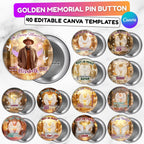 40 In Loving Memory Golden Pin Button Canva Editable Templates, Memorial Pin Button Canva Design, Rest in Peace Pin Button, Digital Download - Editable Memorial Canva Template
