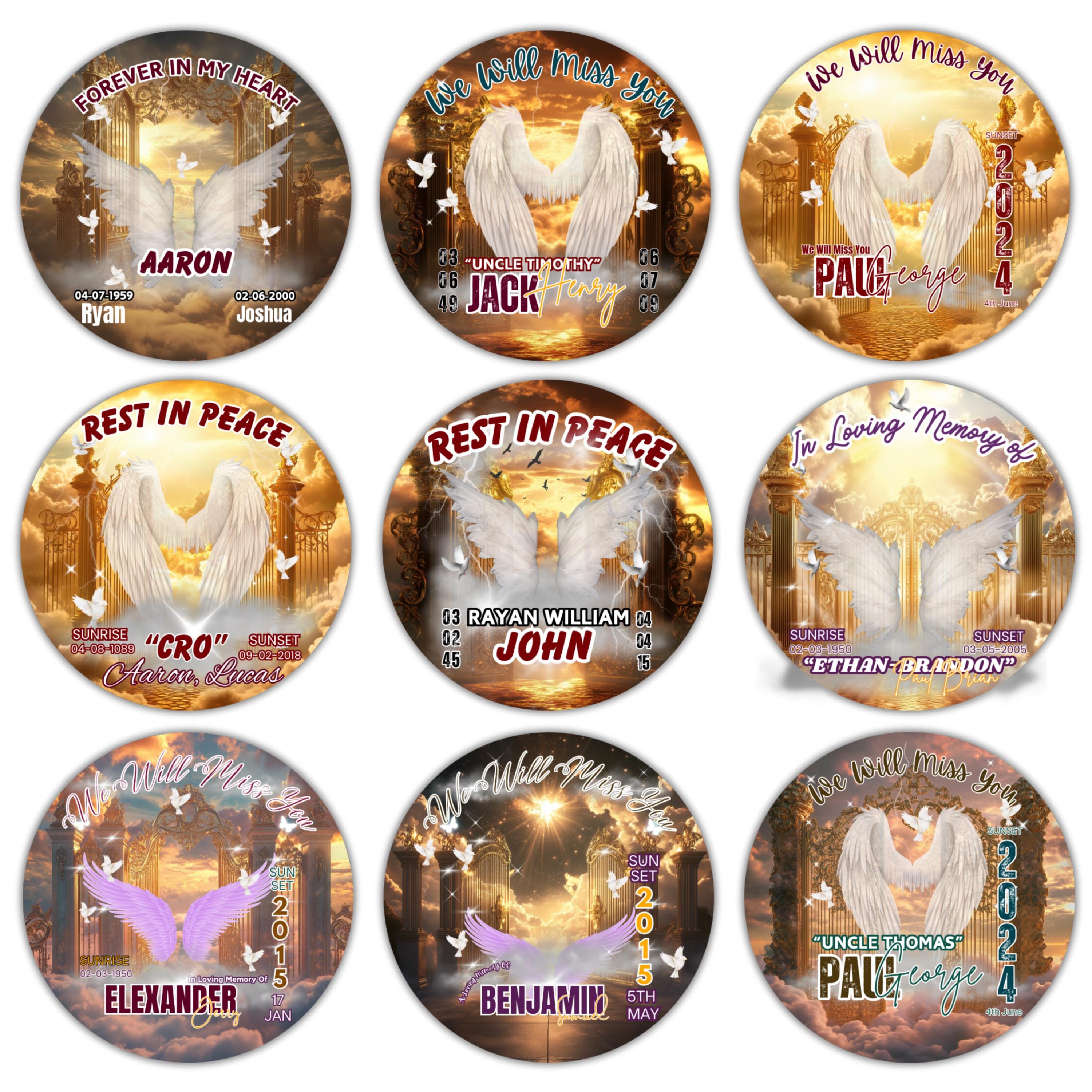 40 In Loving Memory Golden Pin Button Canva Editable Templates, Memorial Pin Button Canva Design, Rest in Peace Pin Button, Digital Download - Editable Memorial Canva Template
