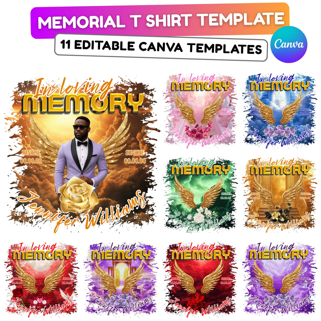 11 In Loving Memory T Shirt Canva Editable Templates, In Loving Memory Templates, Memorial Canva Template, Funeral & Celebration of Life - Editable Memorial Canva Template