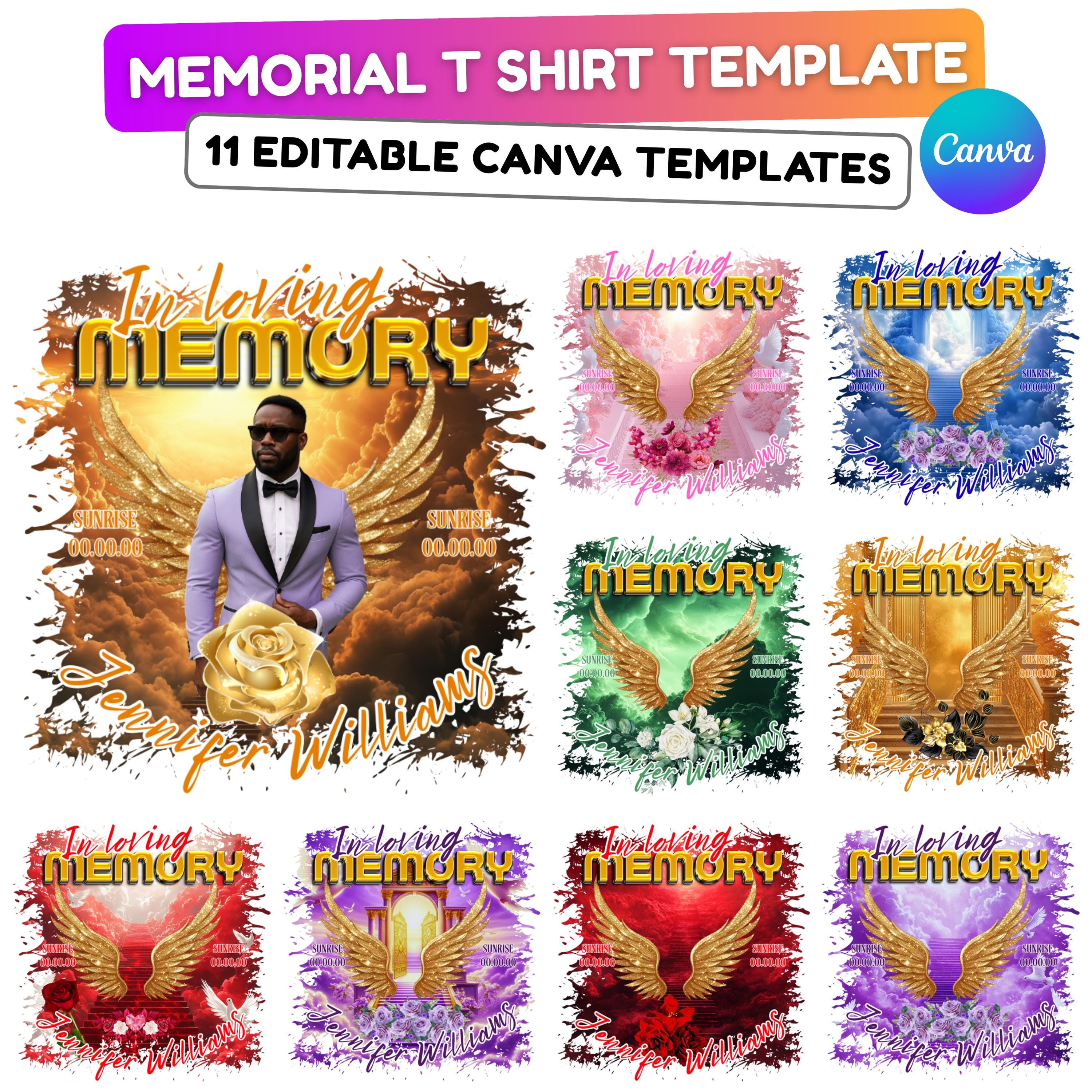 11 In Loving Memory T Shirt Canva Editable Templates, In Loving Memory Templates, Memorial Canva Template, Funeral & Celebration of Life - Editable Memorial Canva Template