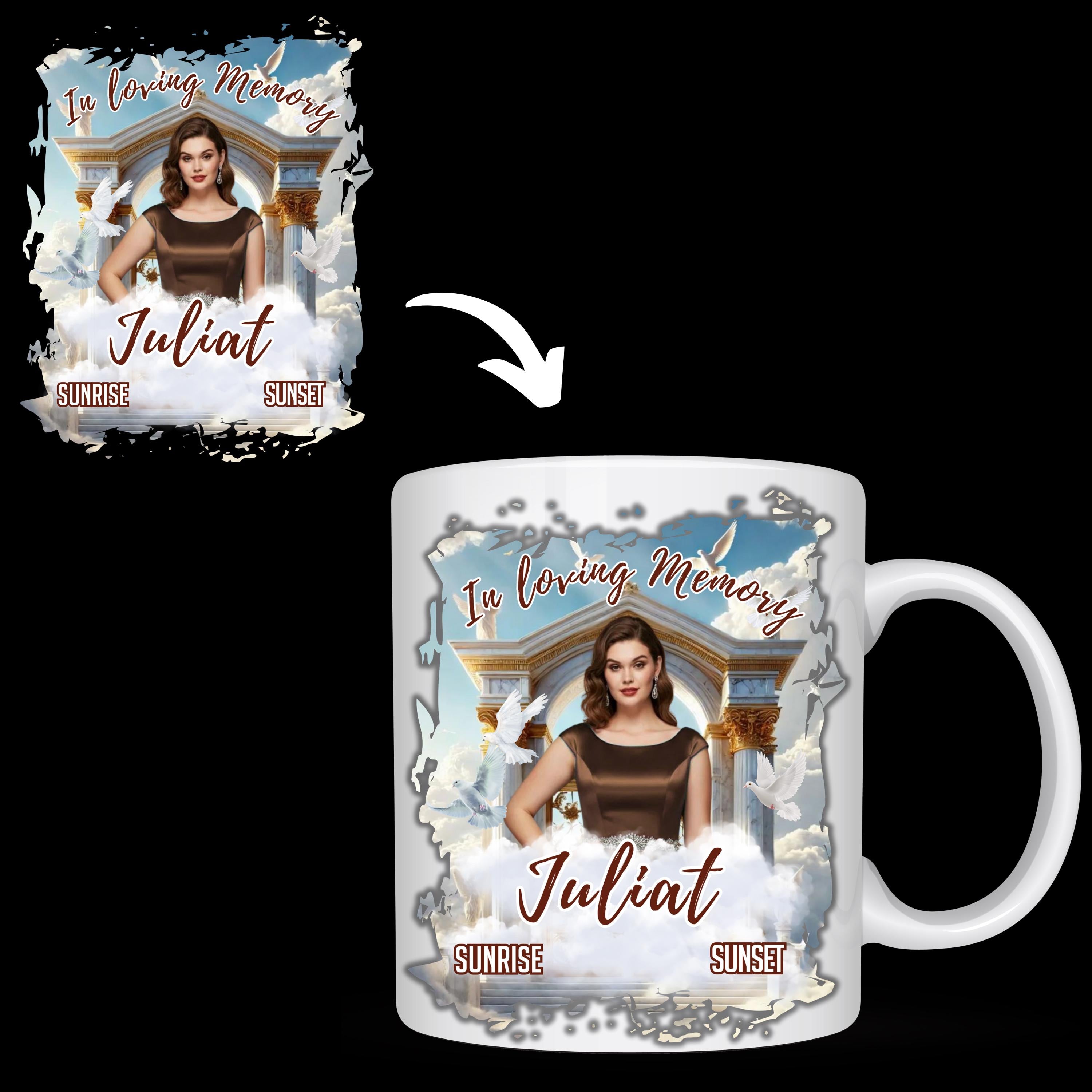 10 In Loving Memory Editable Template, Memorial Styrofoam Cup Design, Mug Sticker Template, Customize Party T Shirts - Editable Memorial Canva Template