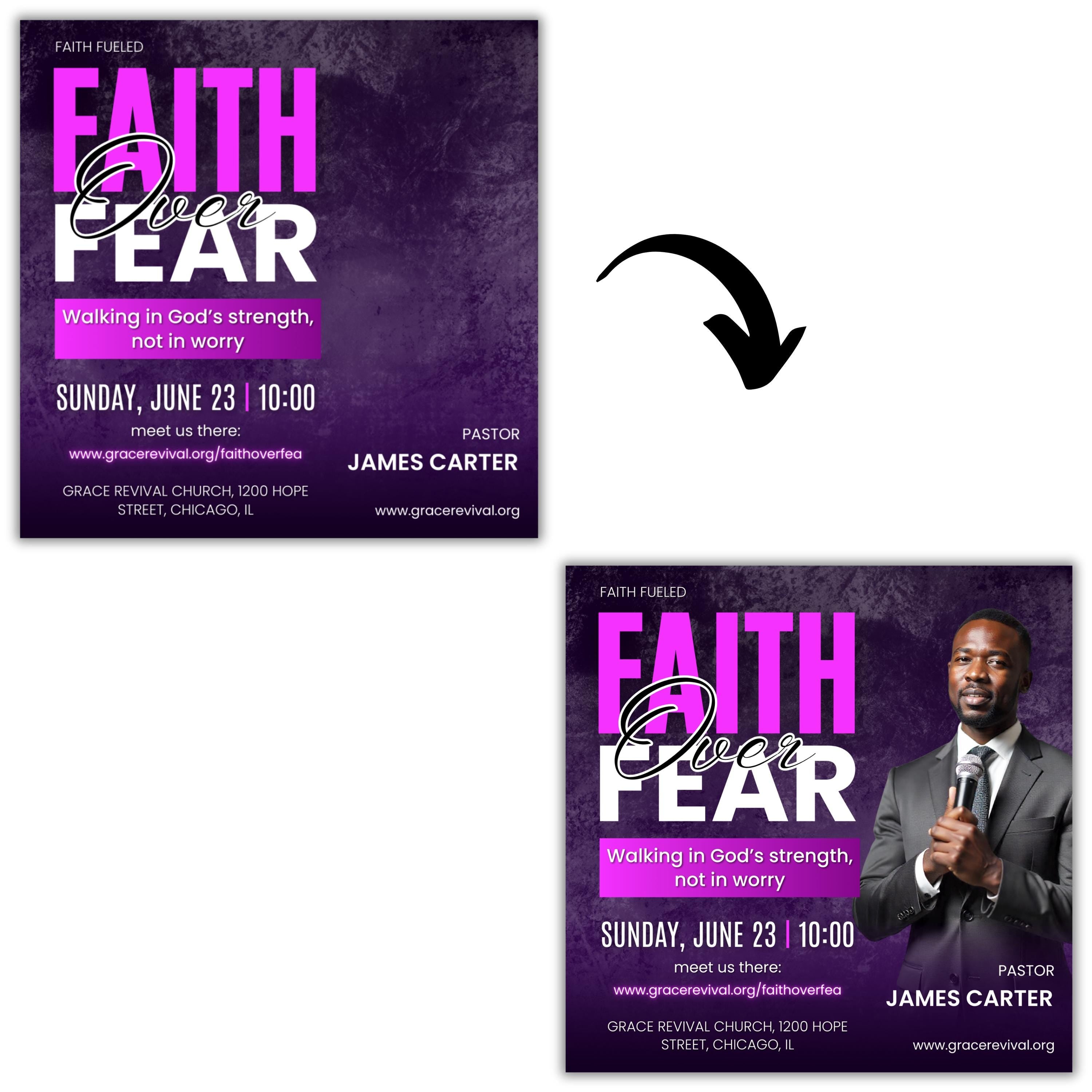 15 Church Worship Flyer Canva Editable Template, Sunday Service Church Flyer, Religious Event Flyer, Praise and Worship, Christian Church - Editable Memorial Canva Template