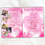 08 Pages Pink Funeral Program Template, Bi-Fold Funeral Program, Obituary Celebration Of Life Program, Digital Download - Editable Memorial Canva Template