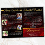08 Pages Red Funeral Program Template, Bi-Fold Funeral Program, Obituary Celebration Of Life Program, Digital Download - Editable Memorial Canva Template
