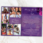 08 Pages Purple Funeral Program Template, Bi-Fold Funeral Program, Obituary Celebration Of Life Program, Digital Download - Editable Memorial Canva Template