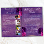 08 Pages Purple Funeral Program Template, Bi-Fold Funeral Program, Obituary Celebration Of Life Program, Digital Download - Editable Memorial Canva Template