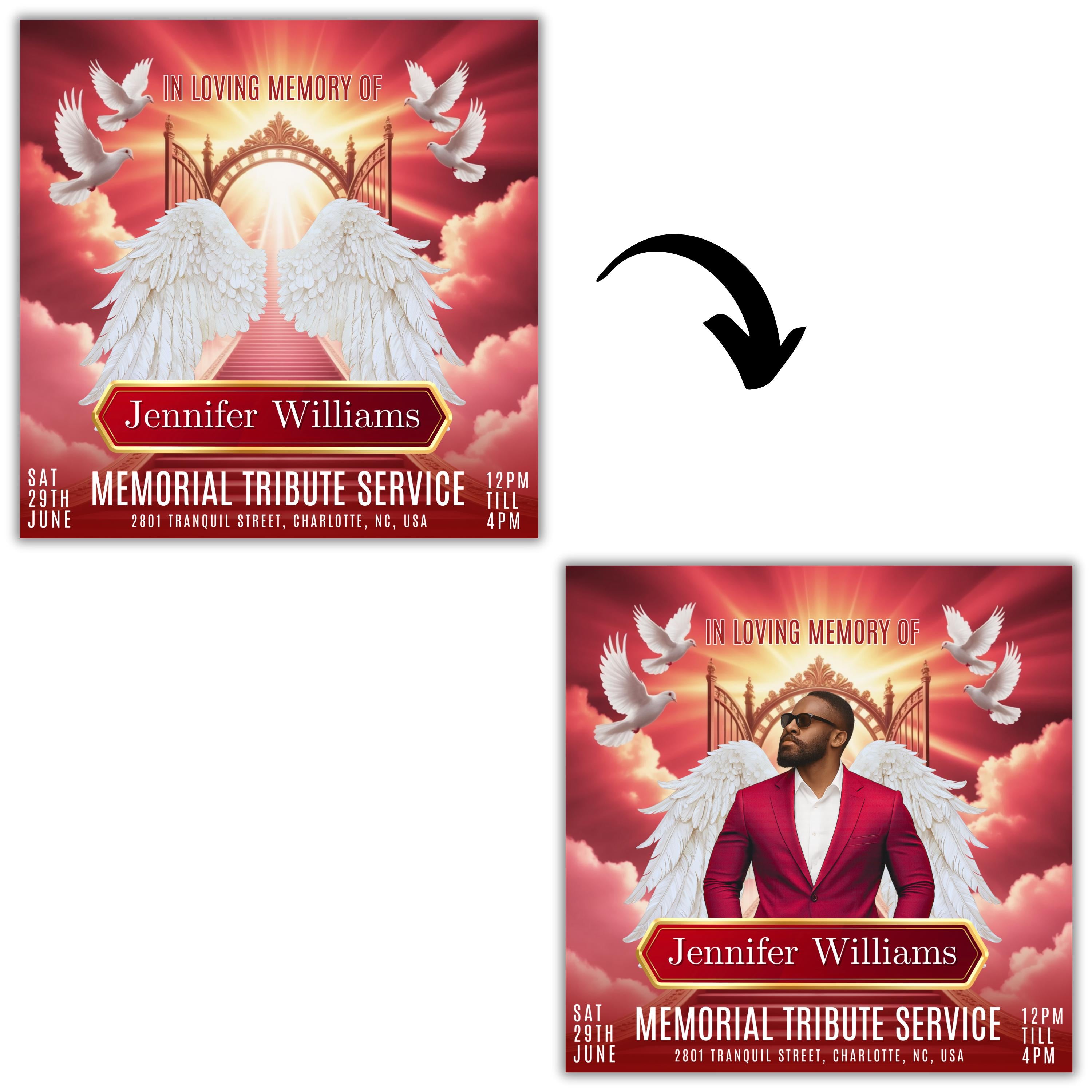 15 Memorial Church Flyer Canva Editable Template, In Loving Memory Flyer, Rest In Piecs Flyer, Funeral Invite Flyer Template - Editable Memorial Canva Template
