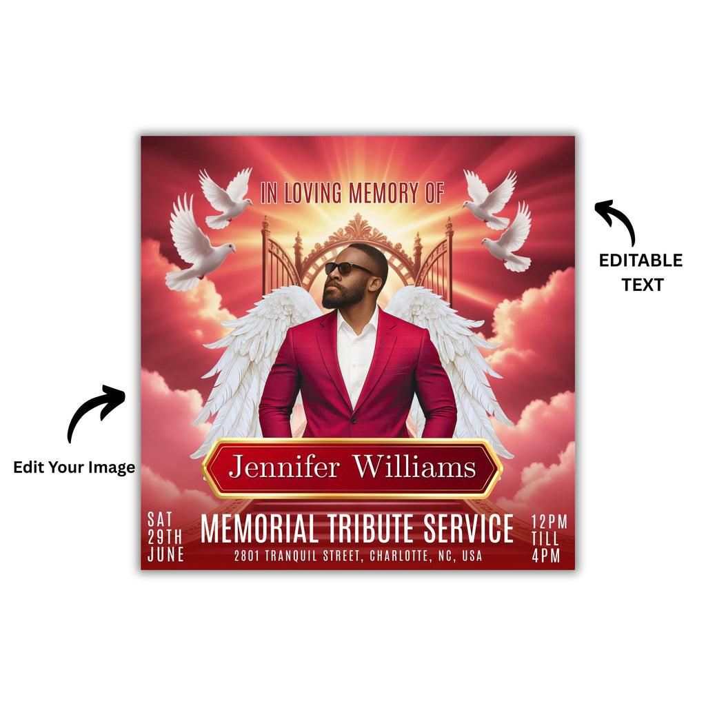 15 Memorial Church Flyer Canva Editable Template, In Loving Memory Flyer, Rest In Piecs Flyer, Funeral Invite Flyer Template - Editable Memorial Canva Template