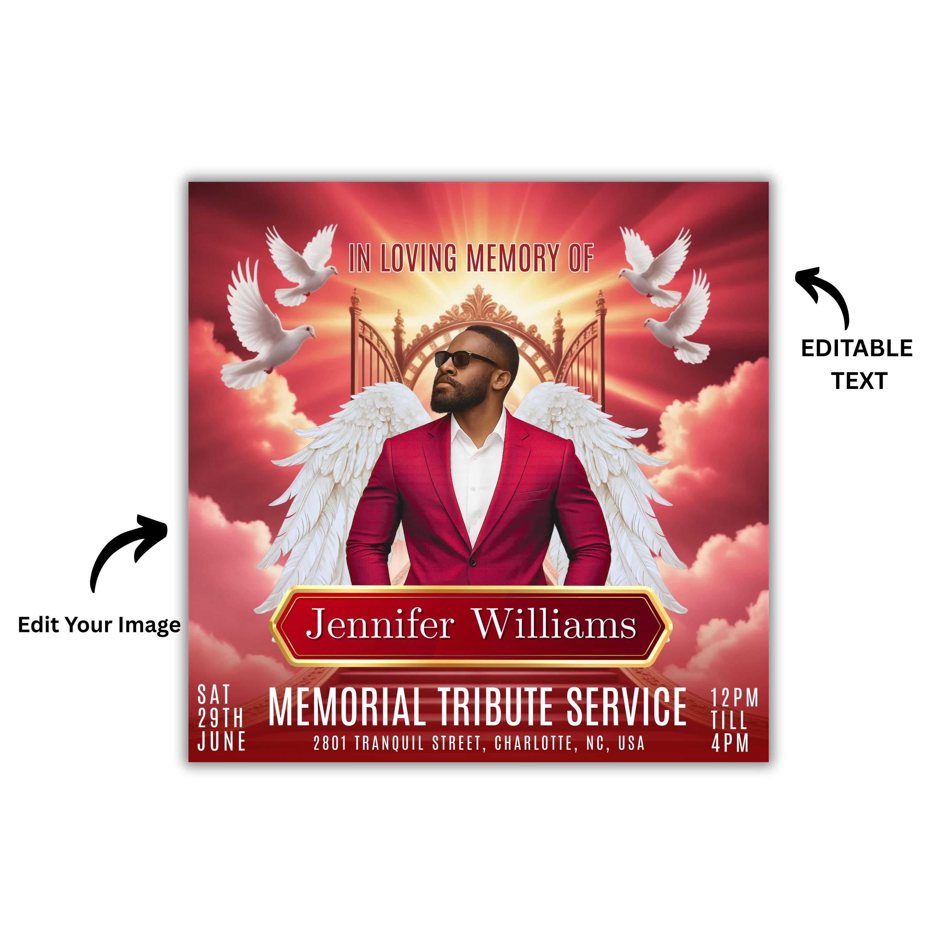 15 Memorial Church Flyer Canva Editable Template, In Loving Memory Flyer, Rest In Piecs Flyer, Funeral Invite Flyer Template - Editable Memorial Canva Template