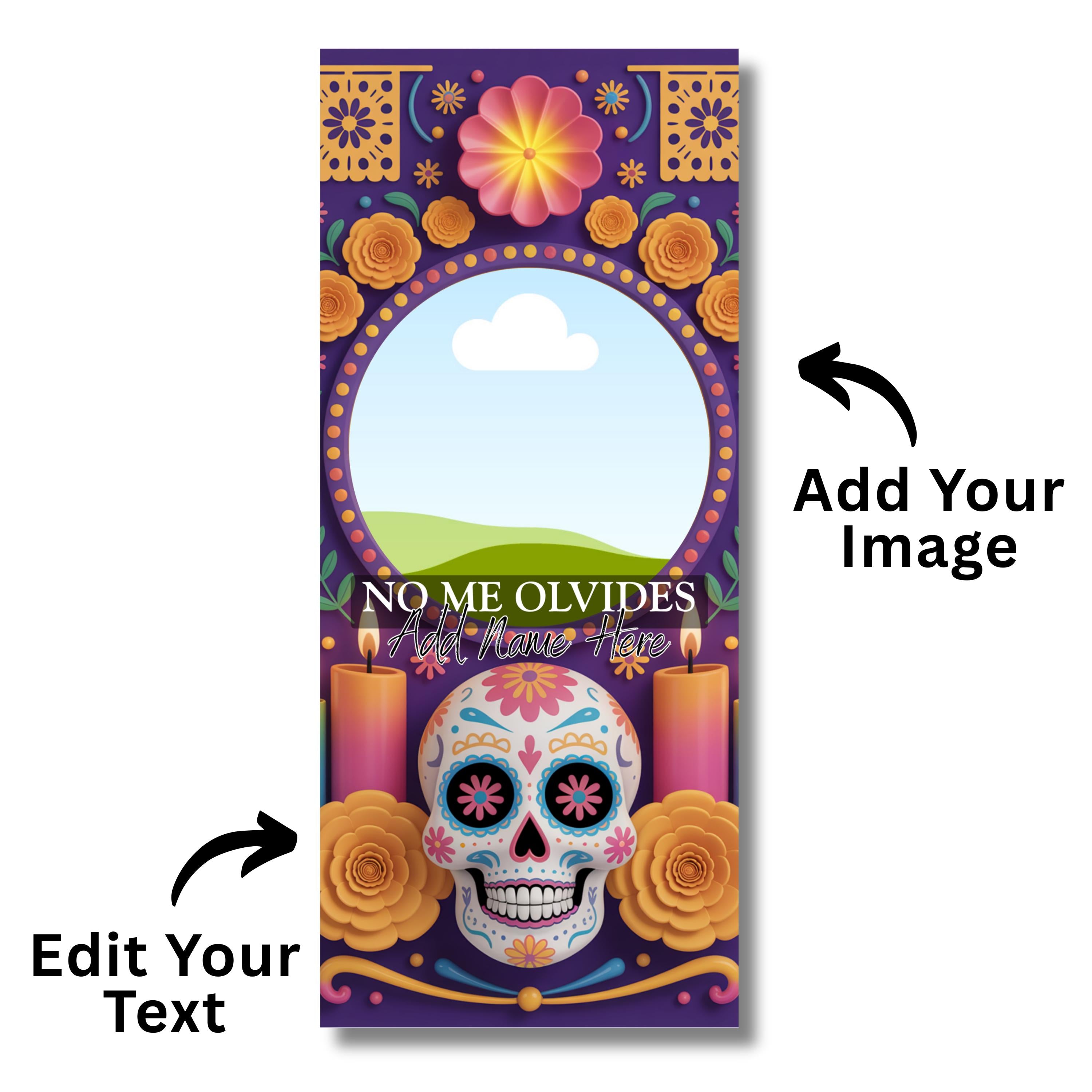 13 Día De Los Muertos Candle Labels, Tall Cylinder Candle Wraps, Editable Canva Memorial Stickers, Funeral Labels Digital Download - Editable Memorial Canva Template