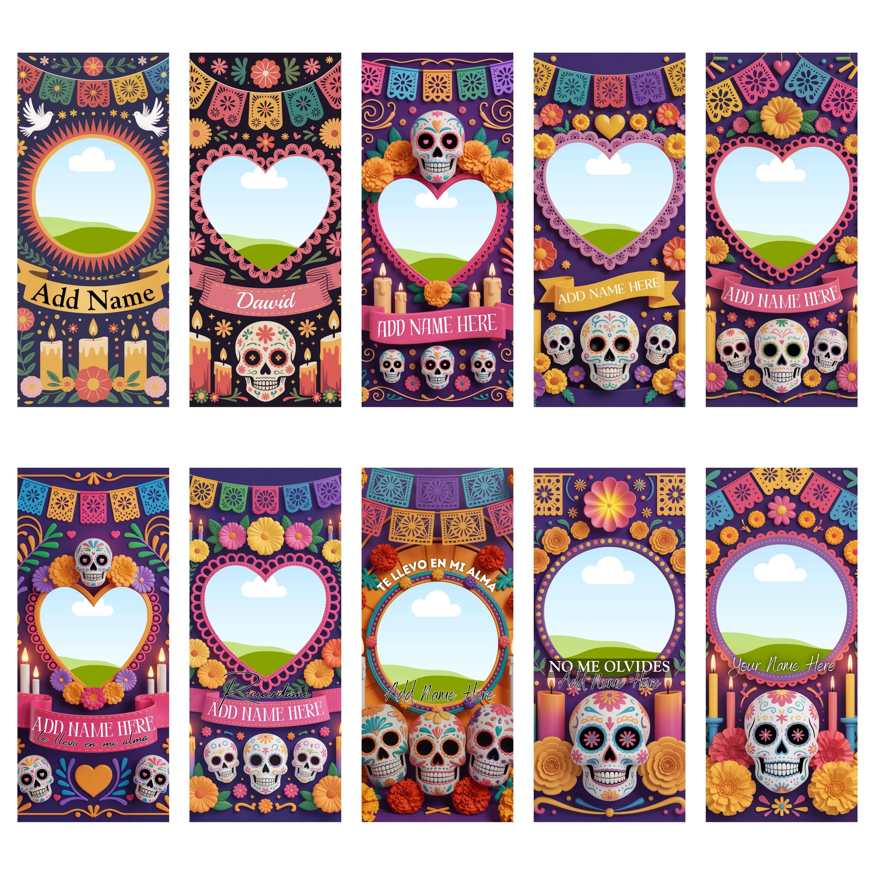 13 Día De Los Muertos Candle Labels, Tall Cylinder Candle Wraps, Editable Canva Memorial Stickers, Funeral Labels Digital Download - Editable Memorial Canva Template