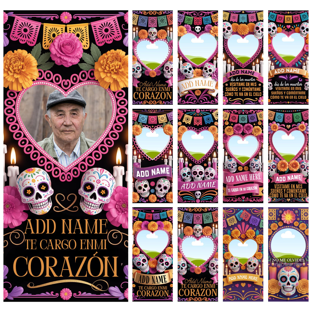 10 Día De Los Muertos Candle Labels Editable Templates, Dia de los Muertos Altar Decor Stickers, Velas Etiquetas, Digital Download - Editable Memorial Canva Template