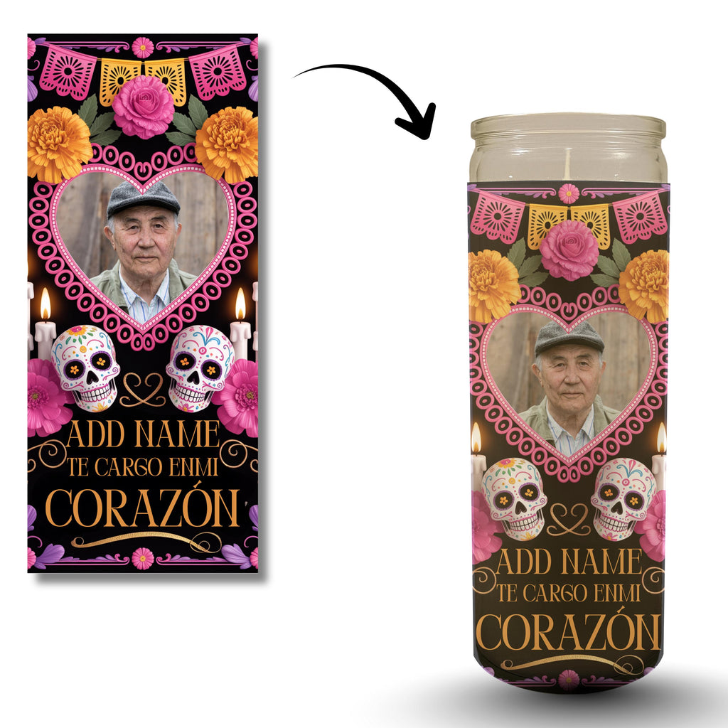 10 Día De Los Muertos Candle Labels Editable Templates, Dia de los Muertos Altar Decor Stickers, Velas Etiquetas, Digital Download - Editable Memorial Canva Template