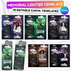 10 Memorial Lighter Canva Editable Template, In Loving Memory Template, RIP Lighter Label, Memorial Funeral Keeksake, Digital Download - Editable Memorial Canva Template