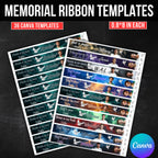 36 In Loving Memory Ribbon Canva Editable Template, Rest in Piece Ribbon Design, Funeral memorial Template, Digital Download - Editable Memorial Canva Template