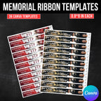 36 In Loving Memory Ribbon Canva Editable Template, Rest in Piece Ribbon Design, Funeral memorial Template, Digital Download - Editable Memorial Canva Template