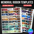 36 In Loving Memory Ribbon Canva Editable Template, Rest in Piece Ribbon Design, Funeral memorial Template, Digital Download - Editable Memorial Canva Template