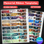 36 In Loving Memory Ribbon Canva Editable Template, Rest in Piece Ribbon Design, Funeral memorial Template, Digital Download - Editable Memorial Canva Template