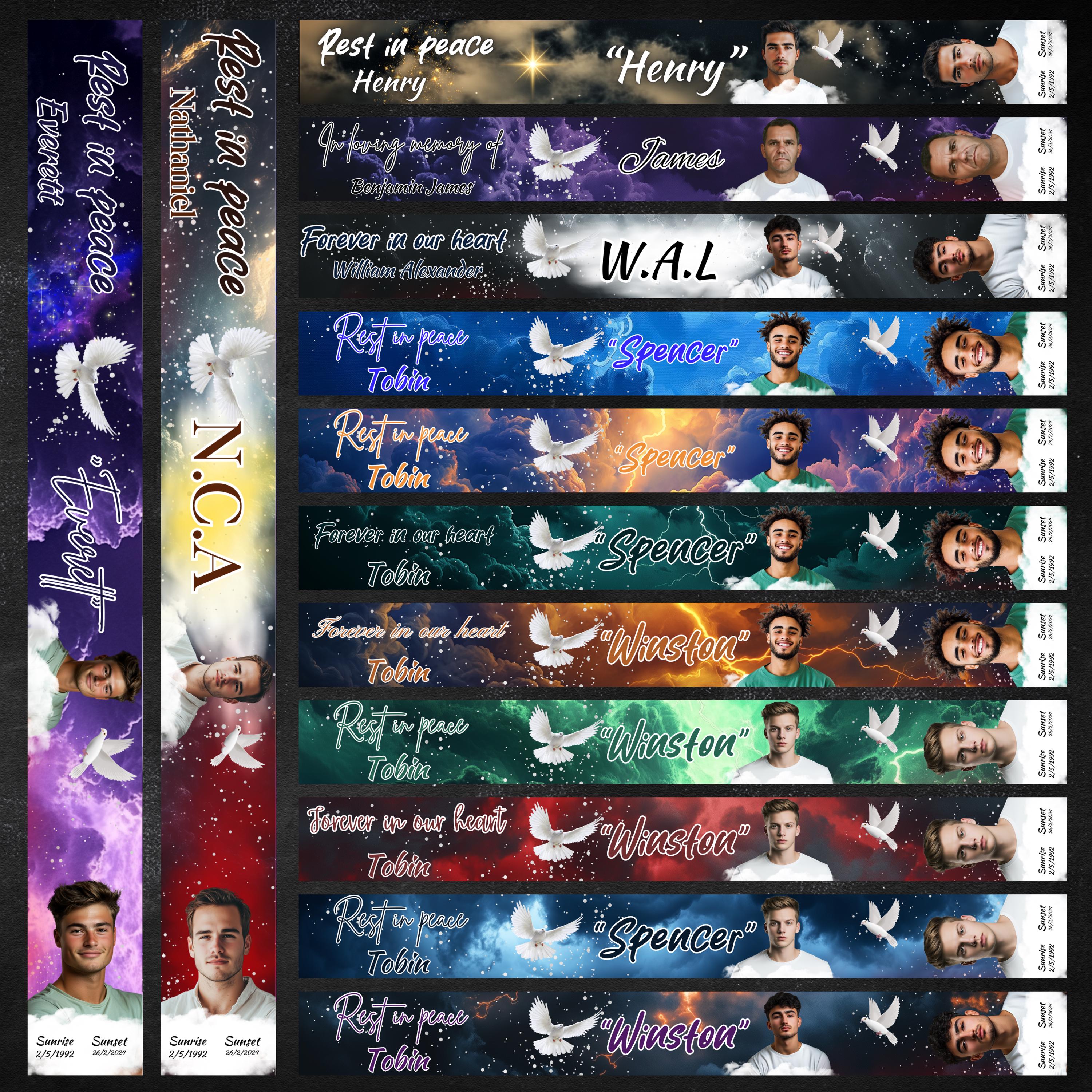 36 In Loving Memory Ribbon Canva Editable Template, Rest in Piece Ribbon Design, Funeral memorial Template, Digital Download - Editable Memorial Canva Template