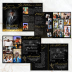 7 Pages Memorial Funeral Program Edtiable Template, In Loving Memory Black Canva Template, Obituary Celebration Of Life Program - Editable Memorial Canva Template