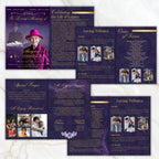 6 Pages Memorial Funeral Program Edtiable Template, In Loving Memory Purple Funeral Canva Template, Obituary Celebration Of Life Program - Editable Memorial Canva Template