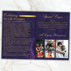 6 Pages Memorial Funeral Program Edtiable Template, In Loving Memory Purple Funeral Canva Template, Obituary Celebration Of Life Program - Editable Memorial Canva Template