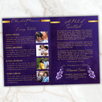 6 Pages Memorial Funeral Program Edtiable Template, In Loving Memory Purple Book Funeral Canva Template,Obituary Celebration Of Life Program - Editable Memorial Canva Template