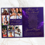 6 Pages Memorial Funeral Program Edtiable Template, In Loving Memory Purple Book Funeral Canva Template,Obituary Celebration Of Life Program - Editable Memorial Canva Template
