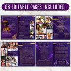 6 Pages Memorial Funeral Program Edtiable Template, In Loving Memory Purple Book Funeral Canva Template,Obituary Celebration Of Life Program - Editable Memorial Canva Template