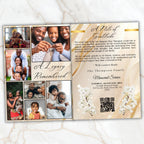 6 Pages Elegant Gold Funeral Program Template, Bi-Fold Funeral Program, Obituary Celebration Of Life Program, Digital Download - Editable Memorial Canva Template